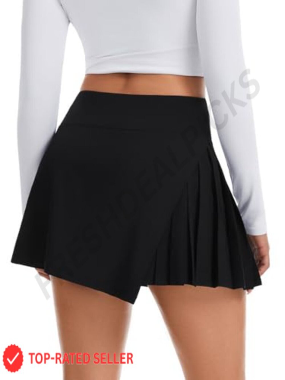 Women's Side Pleated Tennis Skirt Skorts with Pockets & Built-in Shorts